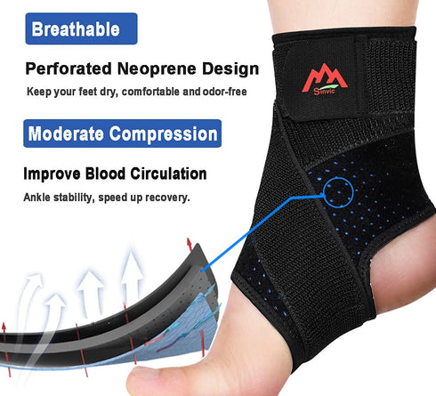 Ankle Brace, 2PCS Adjustable Compression Support Wrap for Men & Women, Breathable Ankle Protection for Sports Injuries