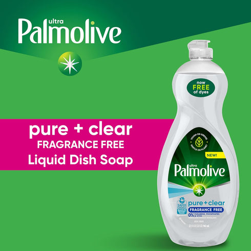 Palmolive Ultra Dishwashing Liquid Dish Soap, Pure + Clear Fragrance Free, 32.5 Fluid Ounce.