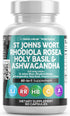 Clean Nutraceuticals St Johns Wort - 90 Caps - 10000mg Rhodiola Rosea, 20000mg Holy Basil, 3000mg Ashwagandha, Mood