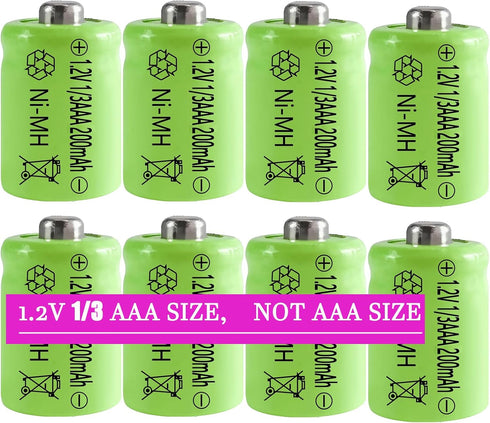 1.2V 1/3 AAA 200mAh NiMH Rechargeable Batteries for Solar Art Light, Headlamp, Toys, Gas Cooker