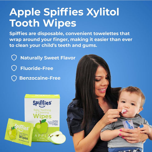 Baby Teeth Wipes - Apple & Grape Flavor Variety, Xylitol-Enriched, 20 Count (Pack of 3)