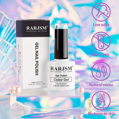 RARJSM Pearl Gel Nail Polish - Glitter Drawing Dark Red Shimmer Mermaid Nail Gel, Soak Off UV Cure for DIY Manicure