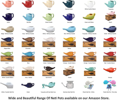 Ceramic Neti Pot, Premium Handcrafted Nose Cleaner for Sinus, Dishwasher Safe, 225 Ml Capacity - White