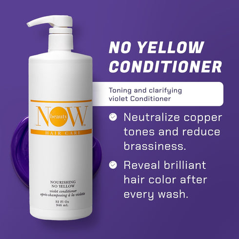 Nourishing No Yellow Violet Conditioner - 32 Oz Deep Conditioner for Color-Treated Hair, Vegan & Color Safe