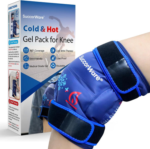 Knee Ice Pack Wrap for Injuries - Reusable Hot & Cold Gel Bags for Leg, Back, Shoulders, Arms, Elbow Injuries, Pain