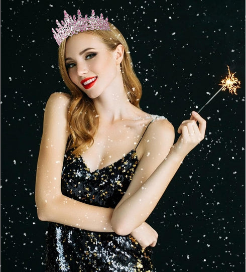 VELSCRUN Crystal Birthday Tiara Crowns for Women Girls, Elegant Headband Sash, Happy Birthday Party Decorations