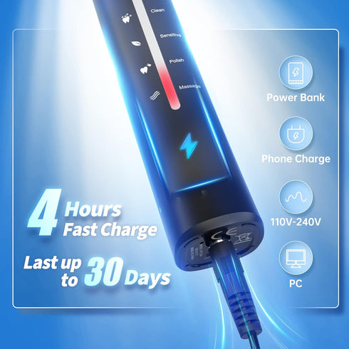 2 Pack Sonic Toothbrush - Electric Toothbrush for Adults with 40000VPM, 5 Modes, 12 Brush Heads, 2 Travel Cases