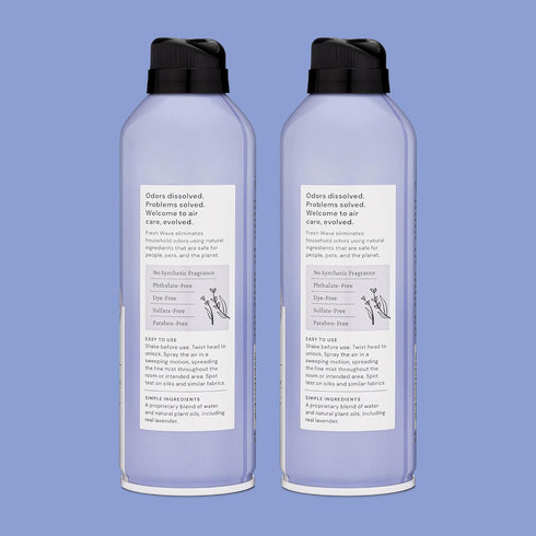 Fresh Wave Lavender Odor Eliminator Spray, 8 oz, Pack of 2, Natural Plant-Based Odor Relief for Fabrics