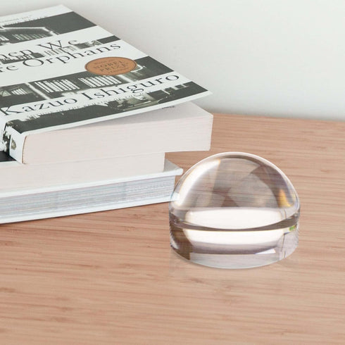 MAGDEPO 4X Acrylic Dome Magnifier, 2.5 inch Crystal Clear Paperweight with Card Size Magnifying Sheet