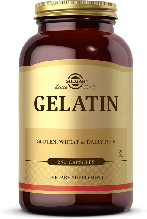 Solgar Gelatin 1680 mg, 250 Capsules - Natural Gelatin for Bone, Joint & Skin Health - Gluten Free, 83 Servings