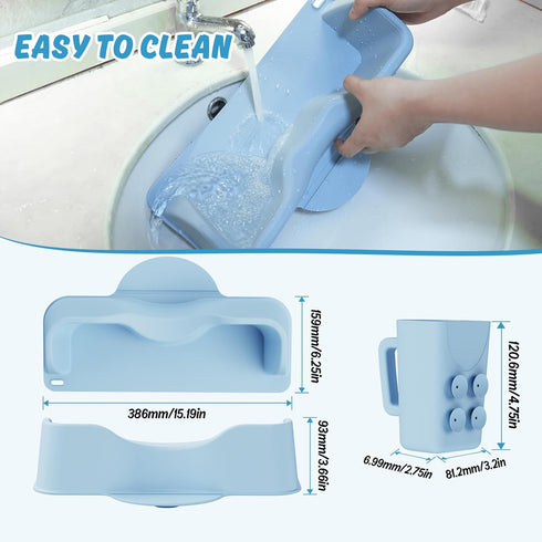 Silicone Portable Hair Wash Station for Kids, Hair Washing Basin with Rinse Cup for Children, Toddlers and Teens on