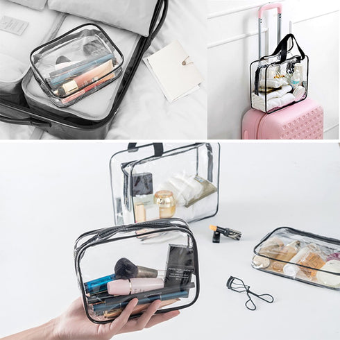 APREUTY Clear Makeup Bags, TSA Approved 6 Pcs Cosmetic Makeup Bags Set, Clear PVC with Zipper Handle for Travel