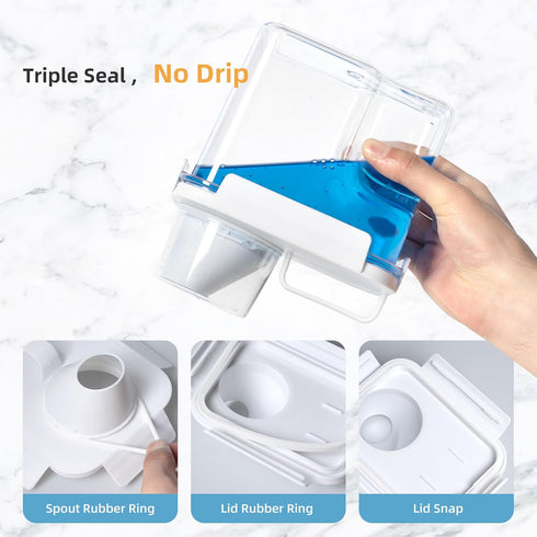 2-Pack Laundry Detergent Container - 51oz Dispenser with 5 Labels for Laundry Room Organization, Soap, Bleach, Powder,