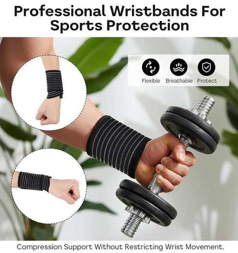 ValueBargain 2-Pack Wrist Sleeve, Wrist Brace for Weightlifting, Arthritis & Tendonitis, Breathable Black Elastic