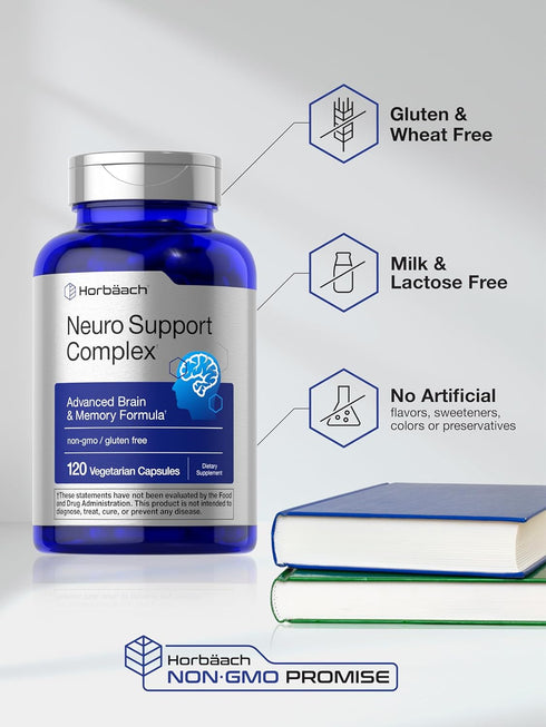 Horbaach Brain Supplement - 120 Capsules with Phosphatidylserine & DMAE for Memory, Focus, Clarity