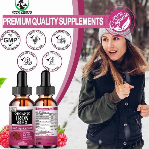 Vita letuo C,6-in-1 B12,Vitamin B6,High Immune Iron Supplement for Women with Vitamin Liquid Supplement w/Vitamin