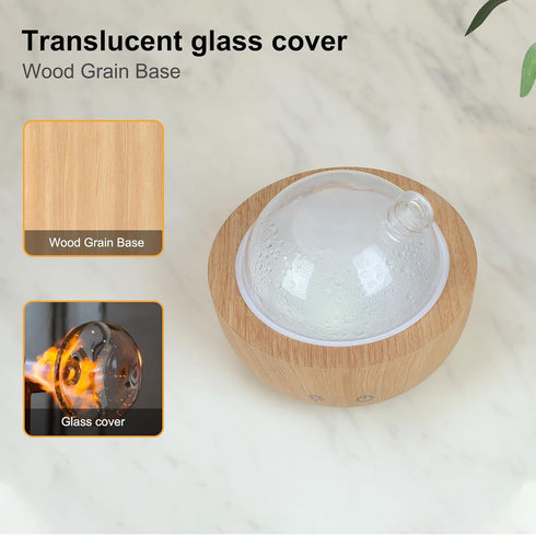 kakoda 200ml Glass Essential Oil Diffusers for Home, Wood Grain Base Humidifier, Decorative Bedroom Aromatherapy Scent