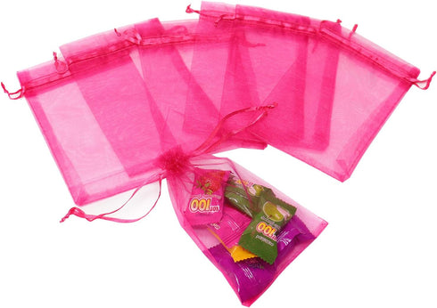 100Pcs Sheer Organza Bags, 3.5x4.5 Inches, Rose Wedding Favor Bags with Drawstring