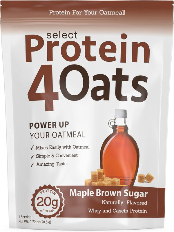 PEScience Select Protein4Oats - Maple and Brown Sugar, 12 Servings, Whey and Casein Blend for Oats