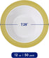 JOLLY CHEF 50 Plastic Bowls with Gold Rim, 12oz Disposable Soup Bowls, Heavy Duty for Parties and Catering