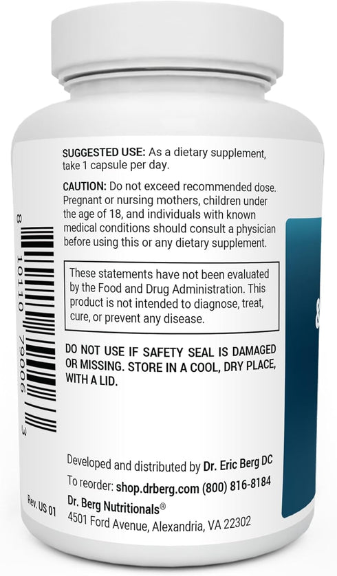 Dr. Berg Adrenal & Cortisol Capsules, Adrenal Supplement for Mood, Focus, Relaxation, Stress Support, 60 Capsules