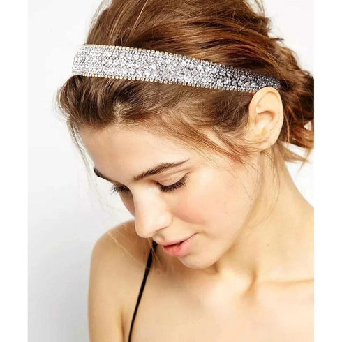 Wecoe 4 Pack Rhinestone Headbands, Glitter Sparkly Diamond Flower Hair Accessories for Girls and Women