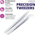 Sivote Eyelash Tweezers, 2-Pack, Stainless Steel Lash Tweezers for Eyelash Extensions, Matte Silver