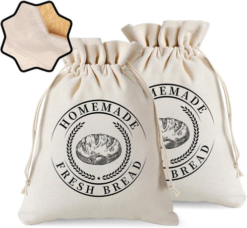 Reusable Bread Bags for Sourdough, Bannetons Reusable Cotton Drawstring Bag, Set of