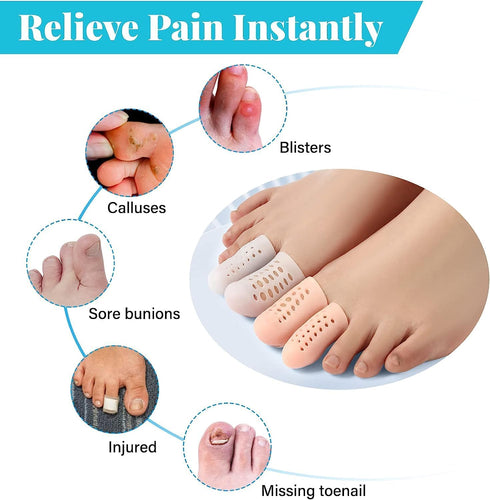 Middle Toe Protectors, 8 Count Silicone Toe Caps for Pain Relief from Corns & Ingrown Toenails