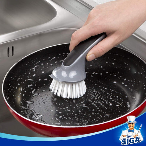 Pack 2 MR.SIGA Pot and Pan Cleaning Brush, Dish Brush for Kitchen
