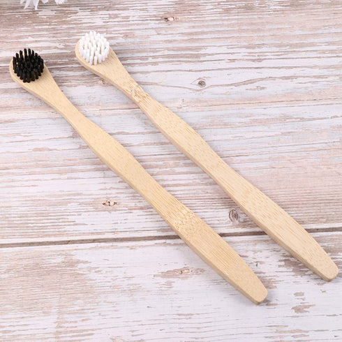 Scraper Bamboo Brush for Adults, Oral Deep Cleaning Toothbrush, 4pcs (White Blue Black Violet)