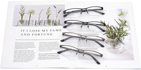 Men's Blue Light Blocking Reading Glasses - Metal Half Frame