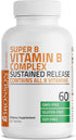 Bronson Super B Vitamin B Complex, Sustained Slow Release, Contains All B Vitamins, 60 Tablets