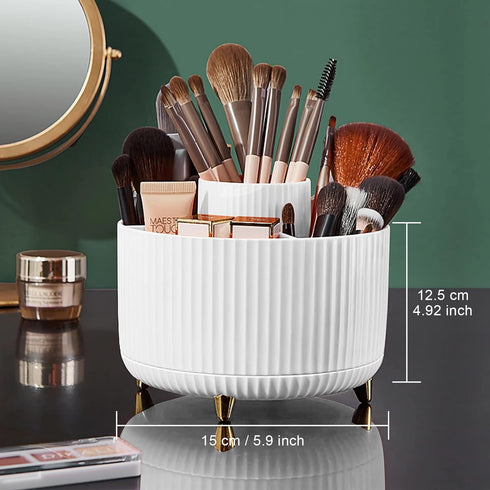 Makeup Brush Holder Organizer, 360° Rotating Cup for Cosmetics, Nail Polish, Bathroom Vanity Desktop Organizer