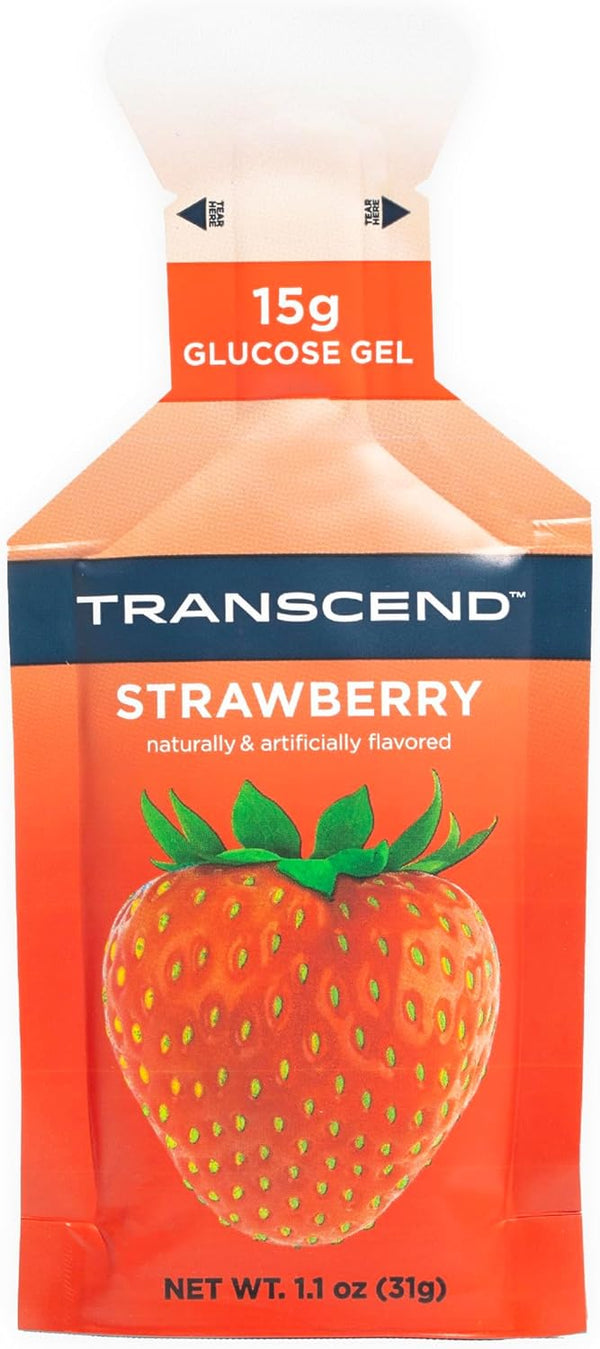 Transcend Foods Strawberry Gel | Fast-Acting Carb Gel, Pack of 10