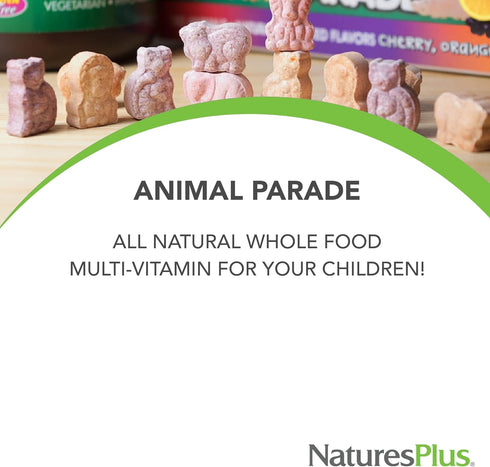 NaturesPlus Animal Parade MagKidz, Natural Cherry Flavor - 90 Chewable Tablets for Bone & Muscle Health - Pack of 2