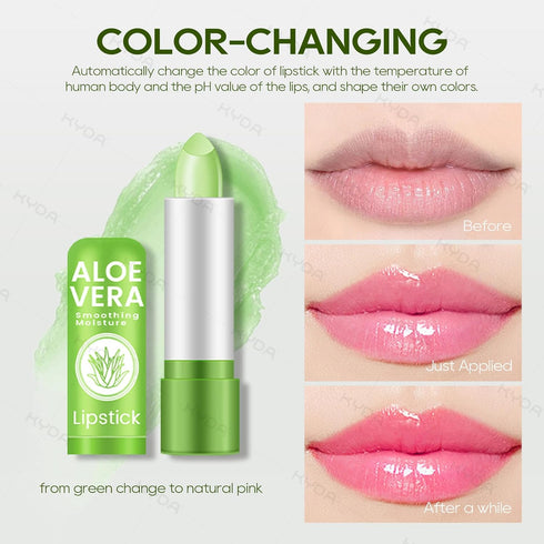 Ownest 10 Pcs Aloe Vera Lip Balm, PH Color Changing Lipstick from Green to Natural Pink, Deep Hydrating