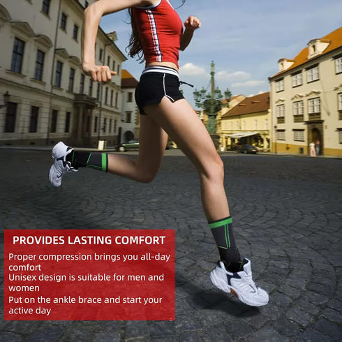 Ankle Support Braces (1 Pair), Breathable Compression Sleeves with Adjustable Wrap for Plantar Fasciitis Relief