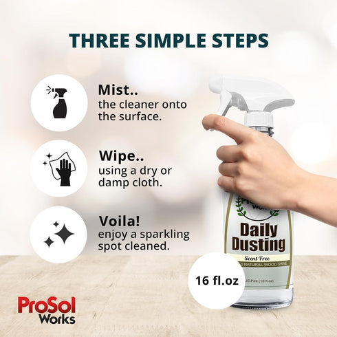 Daily Dusting Spray Surface Cleaner - 16 oz Wood Cleaner for Tables, Cabinets & Antique Restorer