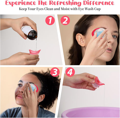 WY LIGHTING LEVEL 2pcs Eye Wash Cup Eye Wash Cleaner Kit Silicone Eyes Cleaning Cup for Rinse Portable eye Care Tool