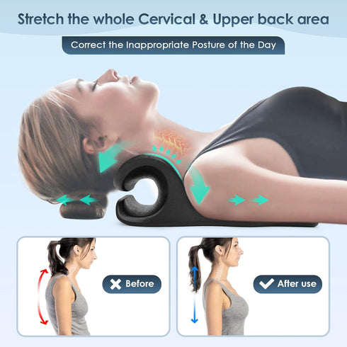 BK03 Neck and Shoulder Relaxer, Cervical Traction Device Neck Stretcher for TMJ Pain Relief, Black