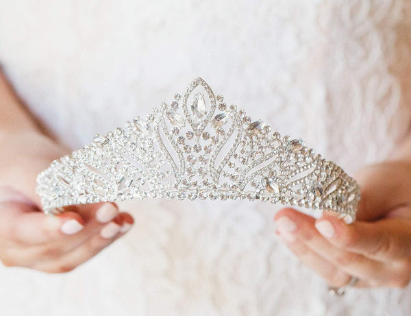SWEETV Anastasia Tiaras and Crowns for Women, Wedding Tiara for Bride, Silver Crystal Headpieces for Prom