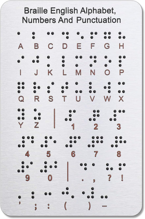 Larrel Braille Alphabet Board, Aluminum Letter Fingerboard Portable Carved Dots Numbers Board Braille