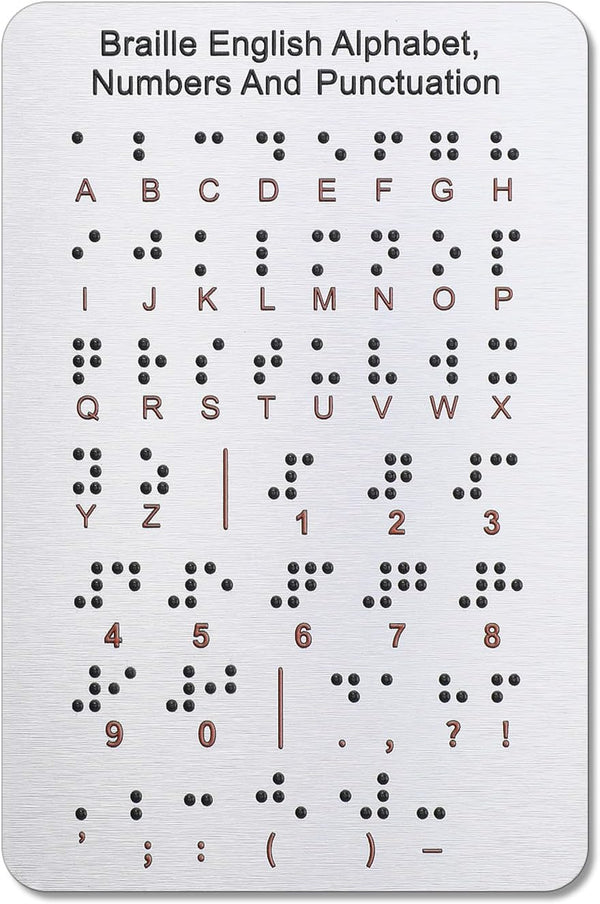 Larrel Braille Alphabet Board, Aluminum Letter Fingerboard Portable Carved Dots Numbers Board Braille