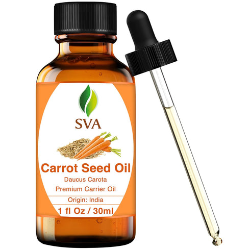 SVA 1 Fl Oz Carrot Seed Oil - 100% Natural Cold Pressed for Face, Skin Care, Hair Care, Scalp & Body Massage