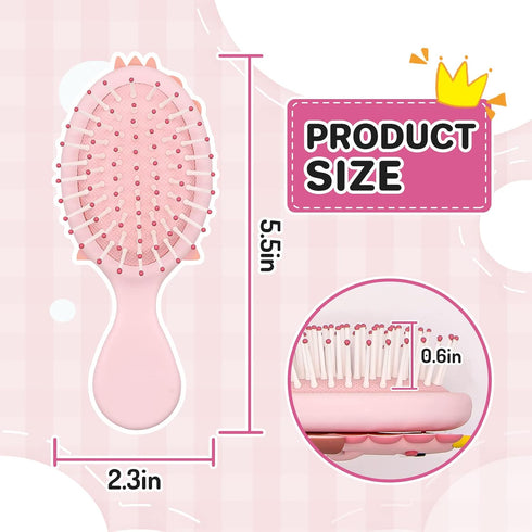 Toddler Hair Brush - Mini Hair Brush for Kids - Detangler Brush for Boys and Girls - Baby Detangler Brush for Thin Hair - Massage Hair Brush with Air Cushion - Pink