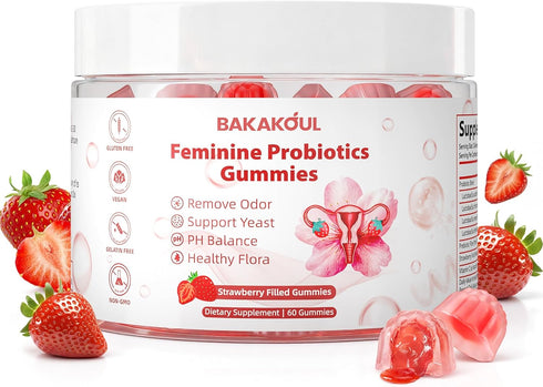 BAKAKOUL Feminine Balance Gummies for Women,Vaginal Probiotics Supports pH Balance, Digestive Health,Vegan,Gluten-Free,