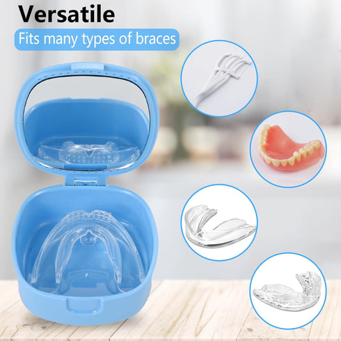 Retainer Case, Mouth Guard Case, Orthodontic Aligner Case with Mirror and Ventilation Holes, Sky Blue