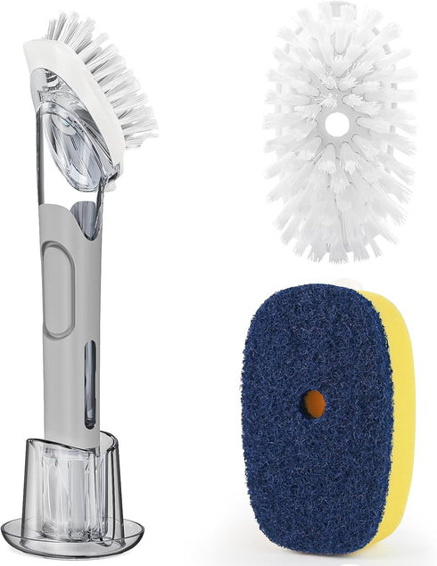 Dish Brush with Soap Dispenser Storage Set with 2 PCS Brush Refills