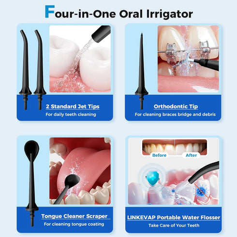 LINKEVAP Pick,360ML Cleaner,IPX7 Water Flosser for Teeth Rechargeable Travel Oral Irrigator Waterproof Daily Dental